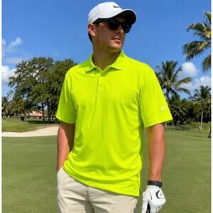 Nike Golf Dri-Fit Polo Shirt Mens XXL Volt Neon Yellow Tour Performance Retired